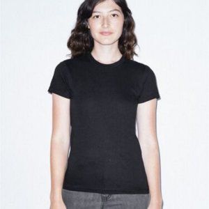 NWT AMERICAN APPAREL WOMEN'S FINE JERSEY T-SHIRT BLACK XS